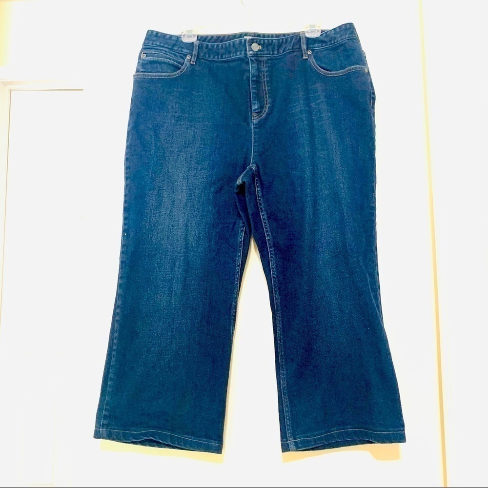 J. JILL boot cut dark denim cropped jeans women 14